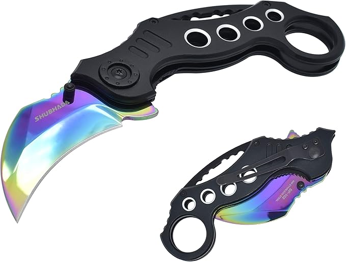 Gift for Father,Hunting Sharp Raptor Claw Knife,Spring Assisted Folding Pocket Knives(Rainbow)