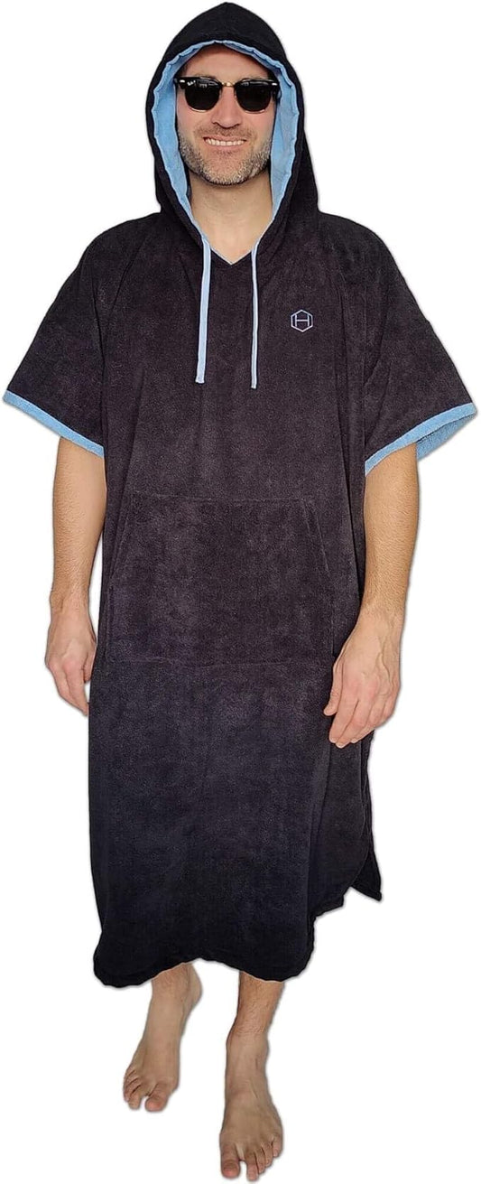 Hang 11' Surf Poncho - Surf Changing Poncho with Front Pocket, Changing Towel Poncho Adult, Swim Poncho Towel, Hooded Towel Adult, Beach Poncho, Wearable Towel, Beach Changing Poncho