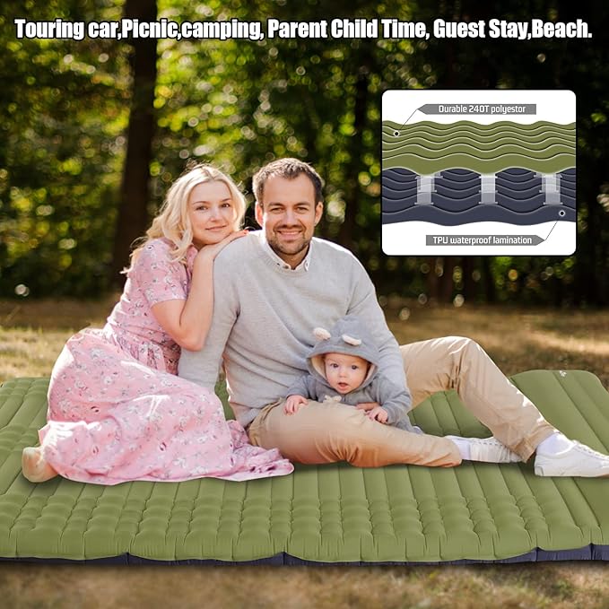 Megior Camping Sleeping Pad, Extra Thickness 4 Inch Inflatable Sleeping Mat Lightweight Waterproof Camping with Built-in Pump Air Mattress for Backpacking, Hiking, Tent, Traveling