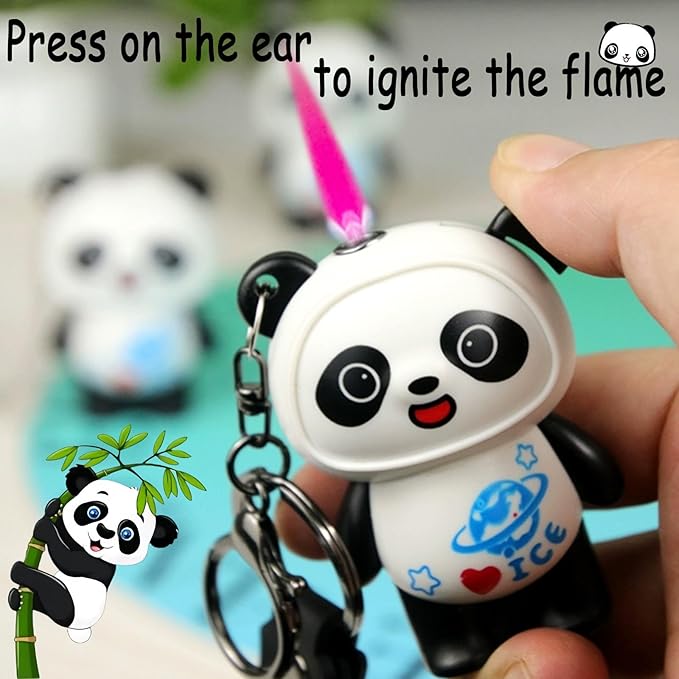 Cute Cartoon Animal Lighter Butane Refill, Pretty Aesthetic, Unique for Women Candles Gifts Camping BBQ (No Butane Fule) (24#)