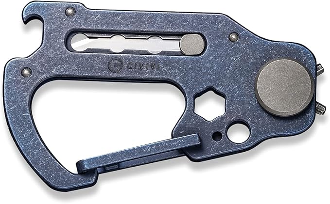 CIVIVI Polymorph Titanium Carabiner Multi-Tool with Utility Blade, Bottle Opener, Screwdriver C20045-3