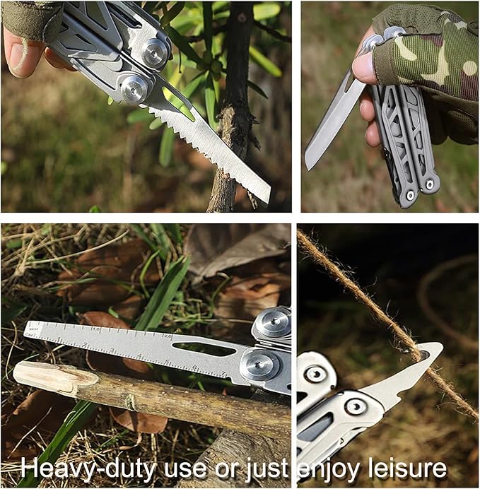 Multitool, Multi tool Plier with Nylon Sheath, Multi-tool for Outdoor, Camping and Hunting for Dad Husband Men(Silvery)