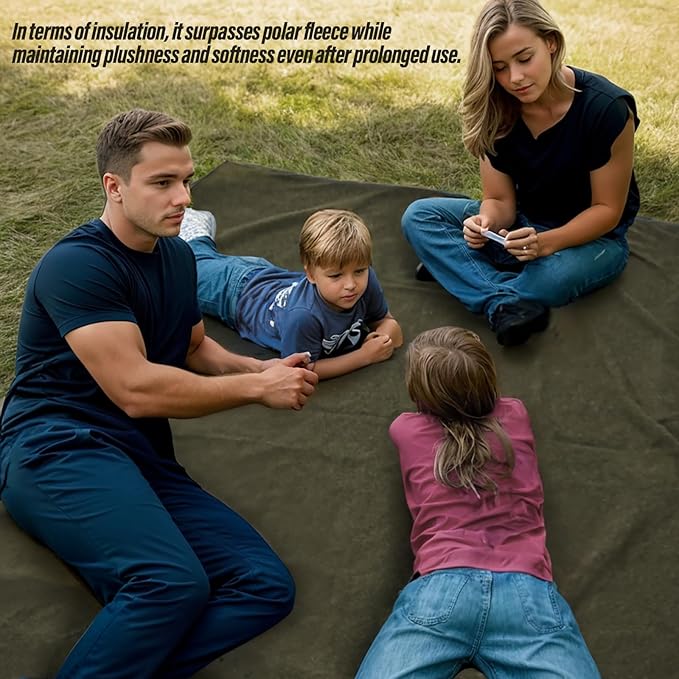 Large Outdoor Waterproof Blanket with Wool - 79" x 59", Extra Thick 300 GSM Fleece, Warm, Wearable, Washable, Portable Stadium Blankets for Camping Picnic, Beach, Sporting Events, Pet, Car