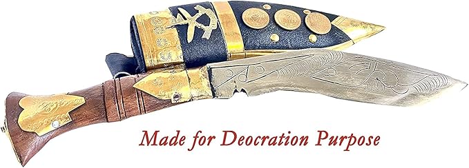 Decor Kukri Hand Forged Khukuri Blade, Full Tang Nepal Made Decorative Genuine British Kukri Knife Khukri Just For Décor Gift & Home Decoration 16" Kukri With Stand