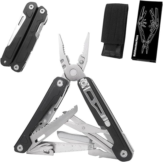 Multitool Pliers Pocket Knife Camping Tool Hiking Gear 17 in 1 Multi Tool,Foldable Stainless Steel Multi-Plier Multi-tool for Survival, Camping, Hunting, Fishing, Hiking