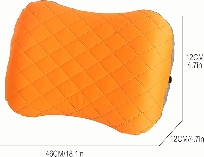 Portable Inflatable Neck Pillow for Outdoor Travel, Camping, Office Naps-Polyester + Washable Cotton-Color Available-Simple and Comfortable (Orange)