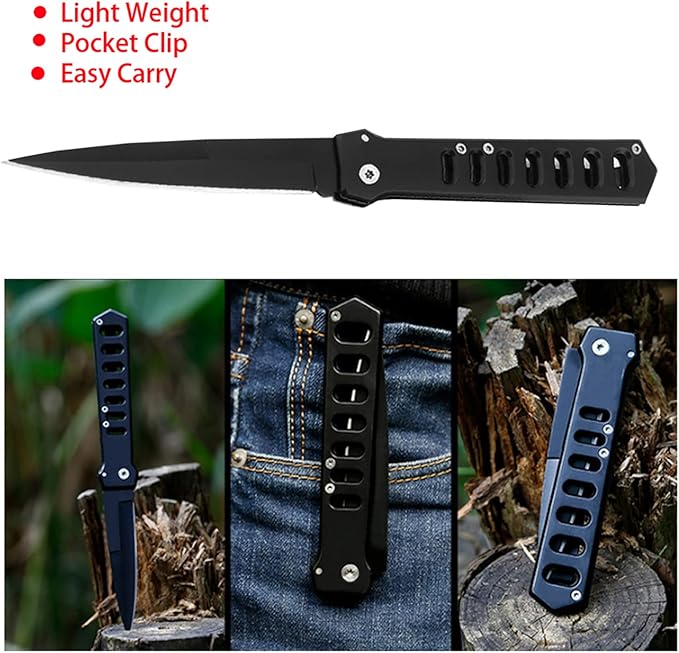 Pocket Folding Knife with 3.1” Stainless Steel Blade and Handle-blade Sharp (black)