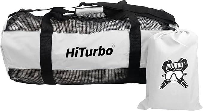 Hiturbo Mesh Dive Duffel Bag: Scuba Gear Bags for Diving, Snorkeling, Freediving and Swimming - 60L Travel Beach Pool Water Sports Equipment Bag with Shoulder Strap
