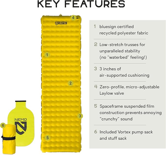 NEMO Tensor Ultralight Sleeping Pad (2022) | Camping Sleeping Pad with Quiet Support, Regular
