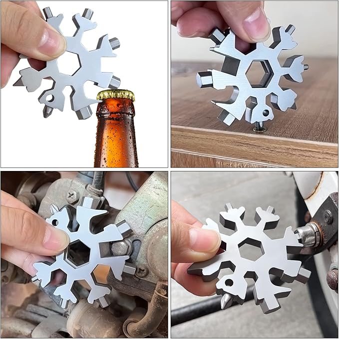 Stocking Stuffers Gifts for Men Dad, 2 Pack 18 in 1 Snowflake Multitool Christmas Birthday Gifts for Mens Grandpa Dad Son, Tool Gadgets