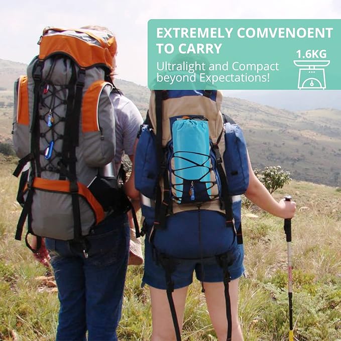 VINTEAM Double Sleeping Pad with Pillow Hand or Foot Self Inflating Camping Mat Durable 40D Nylon Camping Air Mattress Ultralight 2 Person Camping Sleeping Pad or Tent Hiking Camp Travel (Blue)