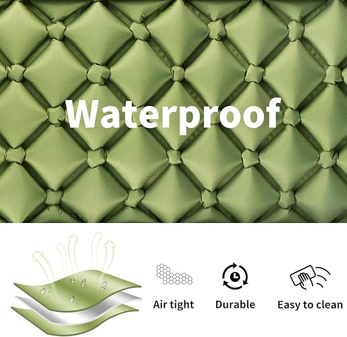 ONTYZZ Sleeping Pad for Camping Ultralight Inflatable Sleeping Pad with Built-in Foot Pump Upgraded Durable Compact Camping Air Pad for Camping Hiking Traveling, Green