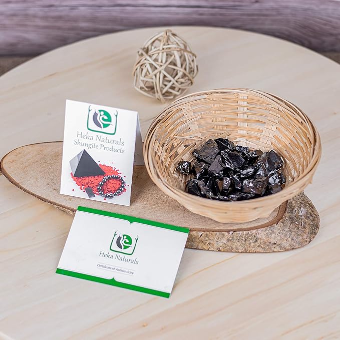 Heka Naturals Shungite Elite Stones for Water Purification, 50g, Silvery Shine, Natural and Authentic from Karelia