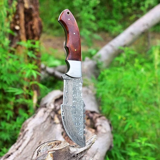 Poshland TR-177 Custom Handmade Damascus Steel 10 Inches Tracker Knife (Wooden)