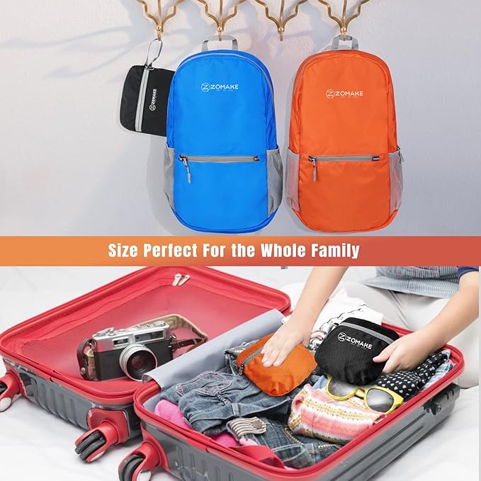 ZOMAKE Ultra Lightweight Hiking Backpack 20L, Packable Small Backpacks Water Resistant Daypack for Women Men(Orange)