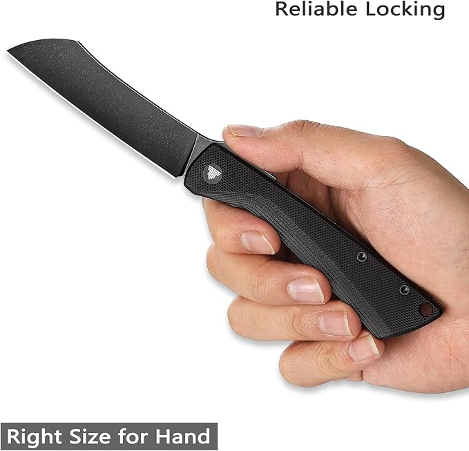 Modern Japanese Higonokami Pocke Folding Knife with Clip,Black PVD 14C28N Steel Blade,G10 Handle,Front Flipper Higonokami EDC Knives for Men Hunting,Norma-03B