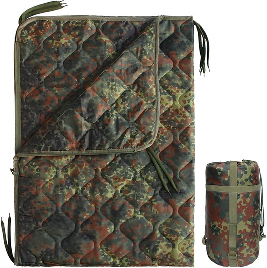 Woobie Blanket, Army Poncho Liner with Zipper, Military Sleeping Bag, with A Compression Carrying Bag, for Hiking, Camping, Outdoor Survival