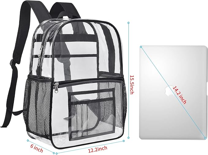 USPECLARE Clear Backpack for Stadium Approved 12×6×12, Water proof Clear Bag for Stadium Events and Concert Work Sport Event