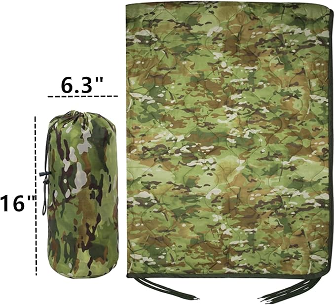 Camping Emergency Blankets Woobie, Waterproof Military Grade Army Poncho Liner for Outdoor Travel Picnic Hiking Jungle Woodland Cold Weather Survival