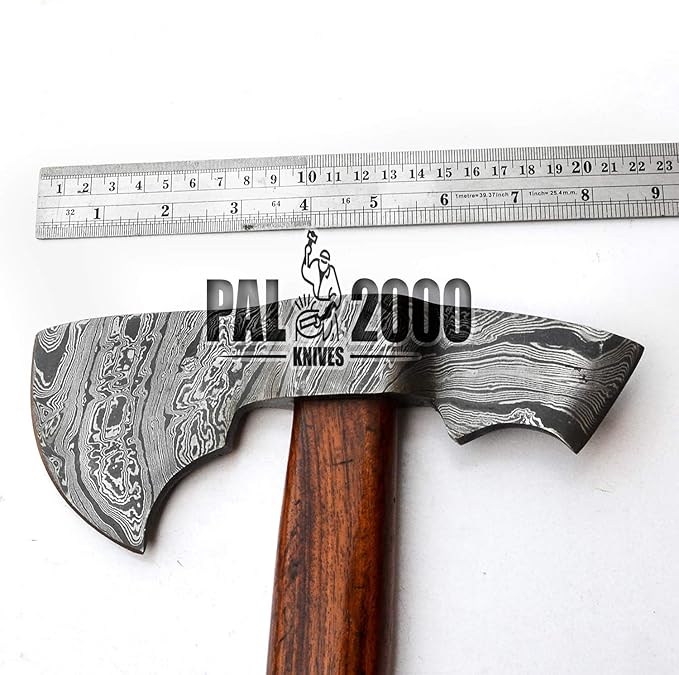AX-9810 Custom Handmade Viking Hatchet Axe Damascus Steel Bearded Axe Camping Tomahawk Battle Axe with Sheath