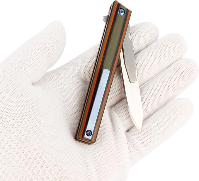 G37 Small Pocket Scalpel Knife, 10pcs #60 Replaceable Blades, Slender Compact Slim Gentleman's Flipper Folding Scalpel EDC Utility Knives with Blue Titanium Belt Clip