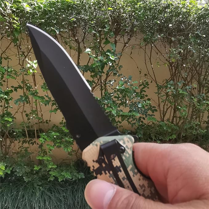 Tactical Folding Pocket Knife G10 Handle Sharp Tanto Blade Spring Assisted Military Knives EGA Elite Survival (Desert Tan)