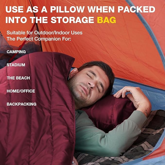 DUKUSEEK Outdoor Wearable Camping Blanket with Hood, Large Packable Backpacking Hooded Stadium Blankets, Lightweight Warm Quilt for Picnic, Hiking, Football, 79"x59", Navy Blue