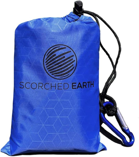 Pocket Blanket for Beach, Travel, Outdoor, Camping, Hiking, Picnic, Festival, Sports - Water Resistant, Compact, Durable Tarp, Corner Pockets, Bag, Built in Stakes (Royal Blue, 60x55)