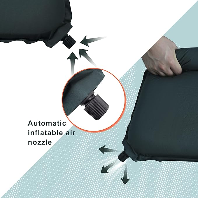 OPENROAD Self Inflating Camping Pillow, Compressible Foam Travel Pillow, Ergonomic Camp Pillow Provides Comfortable Support for The Neck. Compact and Lightweight for Camping, Hiking and Backpacking.