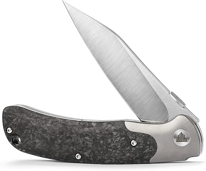 Flipper Folding Knife for Men, Pocket Knife with Clip, 3.66" CPM S35VN Steel Wharncliffe Blade, Ti Bolster and Thumb Disk,Carbon Fiber Scales for EDC Camping Outdoor,UMa-05