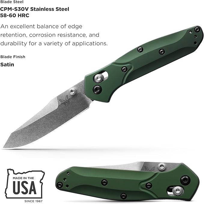 Benchmade - Mini Osborne 945 Folding Knife with Green Handle (945)