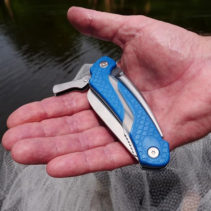 CUDA Marlin Spike Saltwater Corrosion Resistant Fishing Lockable Folding Knife with Partially Serrated Blade & Non-Slip Scale Pattern Grip