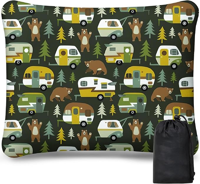 Inflatable Camping Pillow, Patterned Travel Backpacking Pillow, Lightweight & Portable Hiking Beach Pillow, Travel Camping Essential Accessories for Adult & Kids