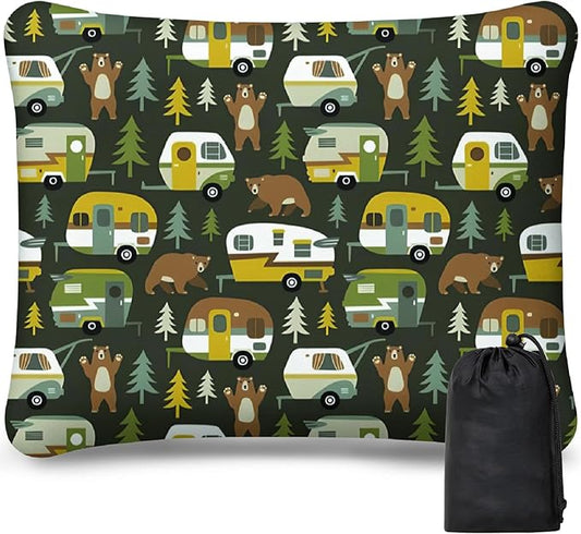 Inflatable Camping Pillow, Patterned Travel Backpacking Pillow, Lightweight & Portable Hiking Beach Pillow, Travel Camping Essential Accessories for Adult & Kids