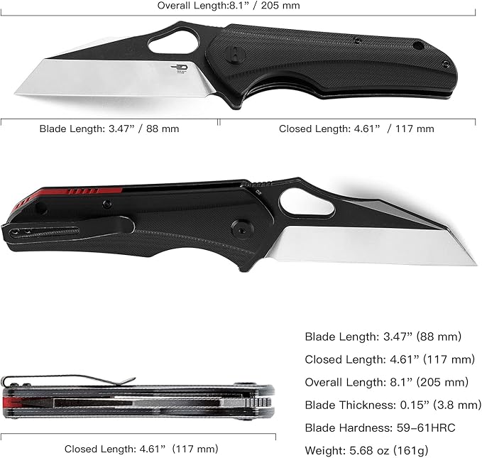 BESTECH KNIVES Pocket Folder Folding Knife: 3.47" D2 Steel Satin+Balck Reverse Tanto Blade, G10 Scales, Flipper, Liner Lock, EDC Steel Clip, BG36A (Black)