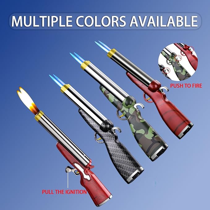 Cool Butane Torch Lighters,Vintage Novelty Lighter, Refillable & Adjustable,Unique Mini Lighter for Men Fireplace Candles Camping BBQ (No Gas) (Red Pattern)