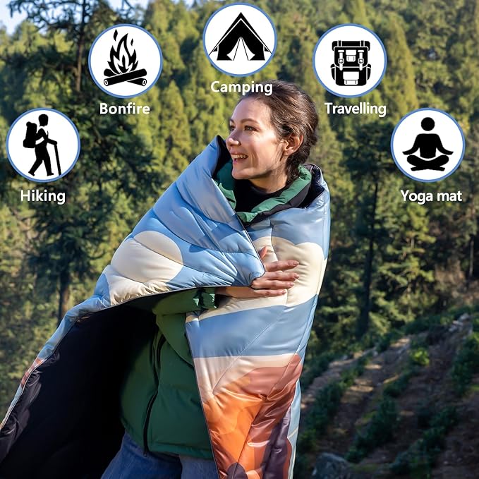HANYUN Camping Blanket - Outdoor Travel Blanket, Waterproof Quilt for Camping, Stadium, Hiking, Beach Trips, Concerts& Festival - 52"x75" Rhombus Quilting Blanket