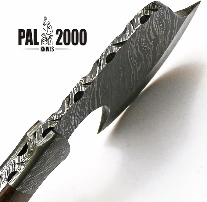 PAL 2000 KNIVES Custom Handmade Viking Hatchet Axe Damascus Steel Bearded Axe - Camping Axe - Battle Axes - Tomahawk Axe Battle Axe with Sheath - 9163