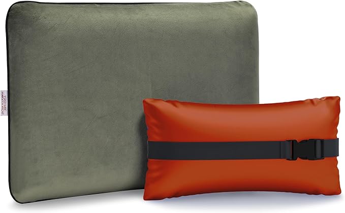 Travel and Camping Pillow -Compressible Memory Foam Pillow for RV, Backpacking, Airplane, Great Neck and Lumbar Support -with Breathable Soft Pillowcase