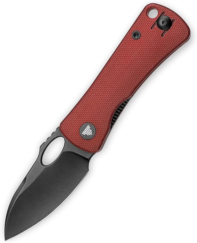 Pocket Knife for EDC,2.04in 14C28N Steel Blade,Red G10 Reversible Deep Carry Clip Handle,Folding Thumb Hole Knives for Men and Women，Andromeda-03RG