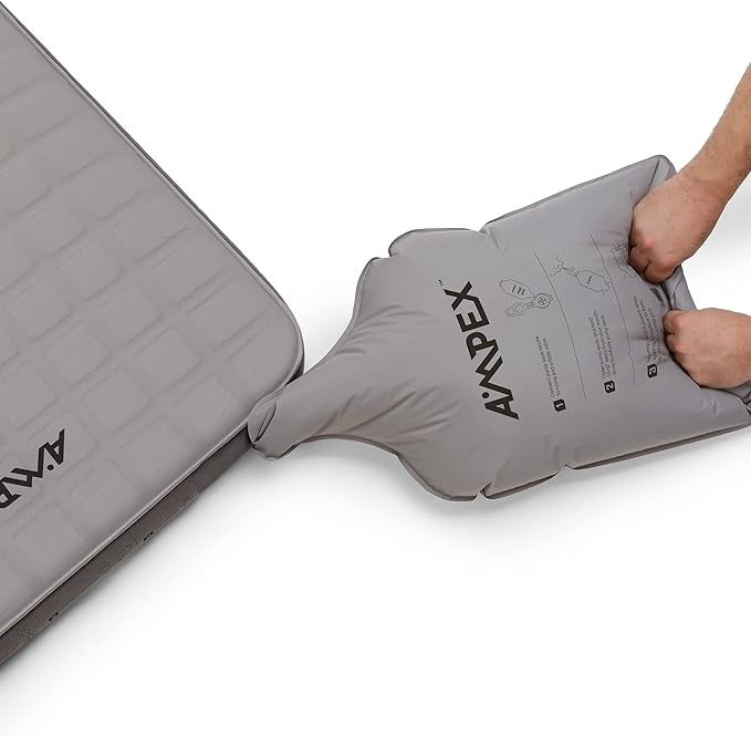 AMPEX Camp Bed Self Inflating | Camping Mattress, Sleeping Pad for Camping, Backpacking, Inflatable Camping Bed for Backpacking Gear (Regular Size)