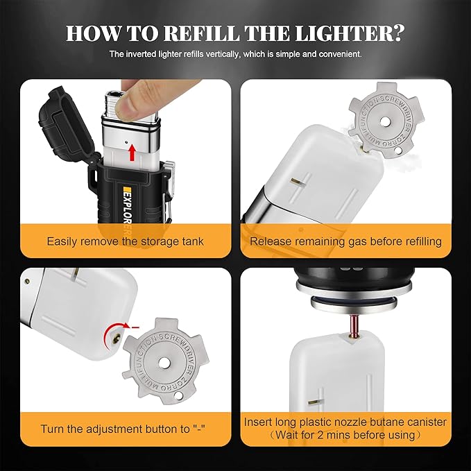 Torch Lighter, Double Jet Flame, Waterproof, Windproof, Refillable Butane Gas Lighters for Survival, Camping, Hiking, Grill