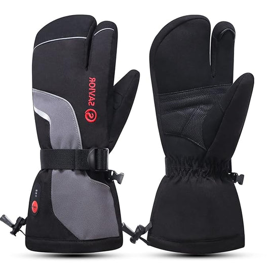 Heated Mittens Battery Gloves Men Women, SAVIOR HEAT 2023 Flexible Crab Finger Rechargeable Ski Mitten with 7.4V 2200mAh Battery for Winter Snow Skating Camping Hunting Hiking Motorcycle