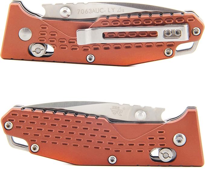 Sanrenmu 7063 Knife Axis Lock 8Cr13MoV Blade Bronze Aluminum Handle Bottle Opener