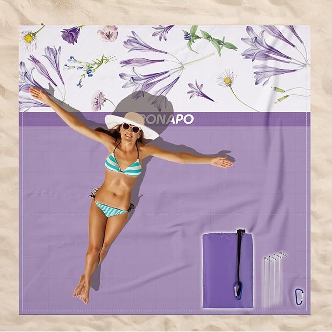 Beach Blanket Waterproof Sandproof, Picnic Blanket, Large Beach Mat 4-7 Adults, Lightweight Durable Sand Free Mat Quick Drying for Beach Travel Camping Hiking Picnic 79"x79"