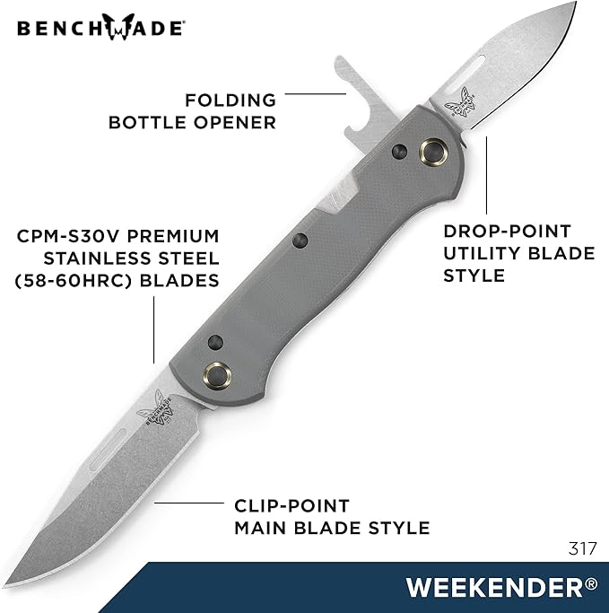 Benchmade - Weekender 317 Outdoor Knife with Cool Grey G10 Handle (317)