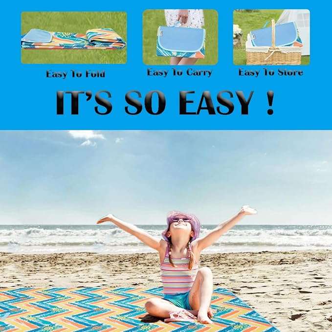 Picnic Blanket Waterproof Washable Foldable 58''x79'',Extra Large Picnic Mat, Dual Layers for Outdoor Water-Resistant Handy Mat, Beach, Intdoor,Camping on Grass - Sunny Holidays