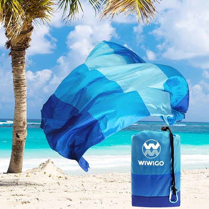 Beach Blanket Sandproof Extra Large Beach Mat Adults Waterproof Quick Drying Sand Free Mat Made by Premium Polyester with 4 Stakes & 4 Corner Pockets for Outdoor Travel Camping Hiking