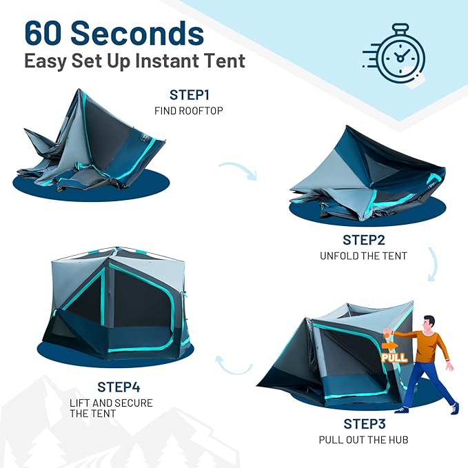 TIMBER RIDGE 4/6/8 Person Instant Pop Up Cabin Tent, Easy 60 Second Setup, Weather Resistant Camping Family Hub Tent with Rain Fly and Carry Bag for Camping Hiking Outdoor Travel