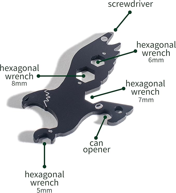 PMR-EXPORTS | Multitool Keychain (Eagle & Key) Two Pack Multitools Eagle Key Good for Adults Teens Men or Woman Multi-tool mechanic Unexpected defense against raiders stealers, Charcoal Gray, 5x5x.25